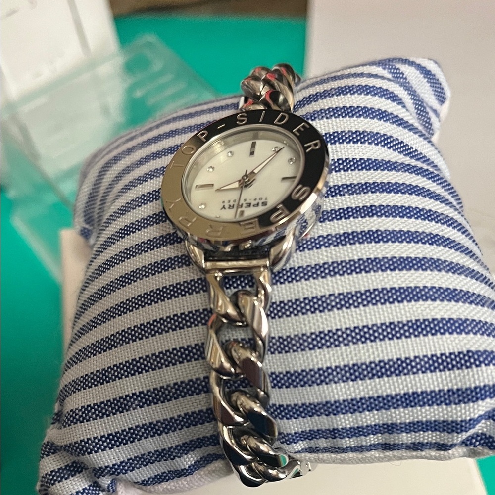 Sperry Silver Chain-Link Bracelet Watch - White Dial